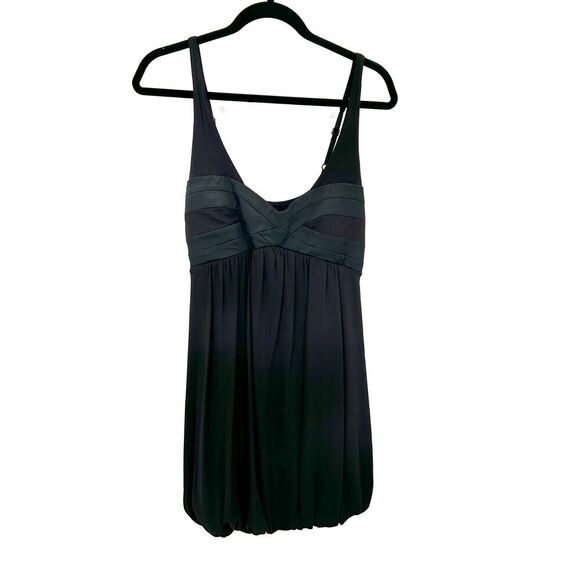 BEBE Black Y2K Babydoll Bandage Wrap Pleated Sleeveless Mini Dress Size Medium - Picture 1 of 5